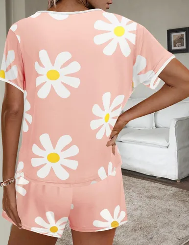 Vista 6 de Ekouaer Conjunto de pijama para mujer, conjunto corto casual