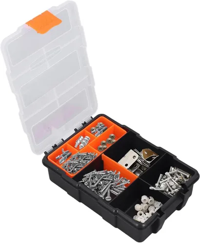 Vista 6 de Caja organizadora de piezas pequeñas con divisores extraíbles, contenedor de almacenamiento de PVC para herramientas de hardware, tornillos, pernos