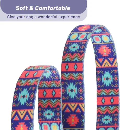 Vista 4 de Collar de perro suave ajustable: estampado de flores rosadas, multicolor, lindos patrones para mascotas, talla XS, pequeña, mediana y grande
