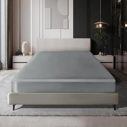 Vista 12 de MILVOWOC Sábana bajera de satén tamaño individual, color beige, 1 pieza Fitted Sheet Only, Soft Bottom, Thick Sheet, 1 Piece