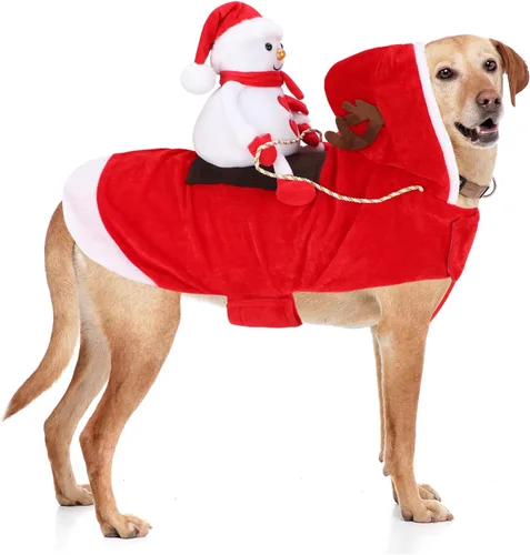 Vista 12 de BWOGUE Disfraz de Navidad de Papá Noel para perro, disfraz de cosplay para perros pequeños, medianos y grandes, gatos Chef Santa Claus
