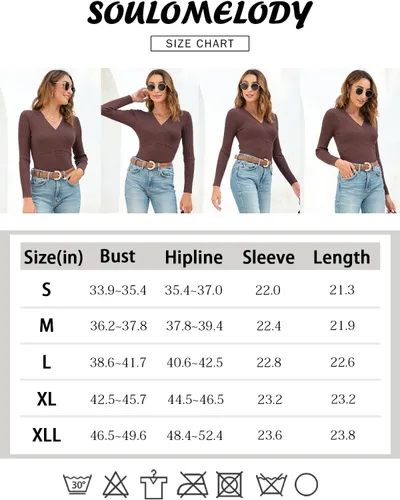 Vista 7 de Fangetey Suéter sexy de manga larga con cuello en V profundo para mujer