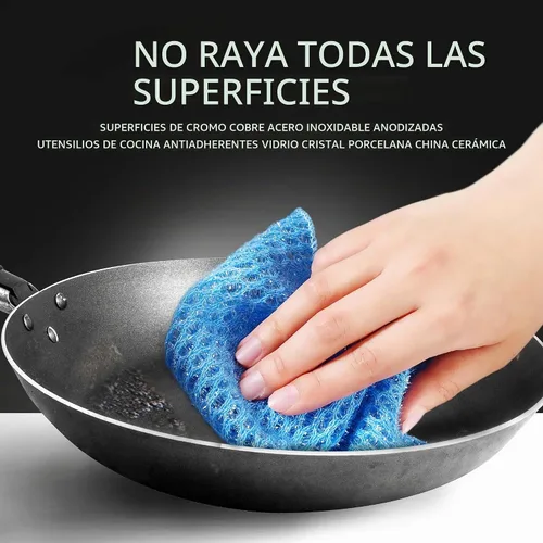 Vista 2 de Paño de cocina sin olor para lavado de platos de múltiples usos - sin olor - mayor vida útil, Paquete de 1 Azul