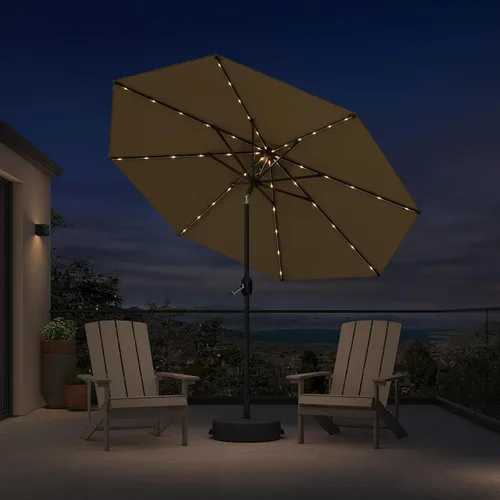 Vista 12 de PURPLE LEAF Sombrilla LED para patio y piscina, 5 x 8 pies, con base para Beige