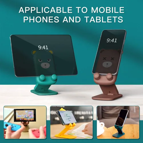 Vista 2 de Lindo soporte plegable y ajustable para teléfono celular, protección de silicona compatible con iPhone 16, 15, 14, 13, 12 Pro Max, iPad, tableta