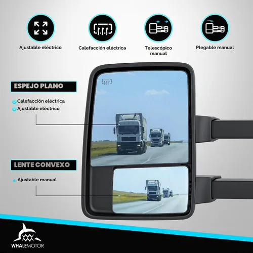 Vista 4 de Espejos de remolque con calefacción eléctrica ahumada compatibles con Ford Super Duty (2008-2016), espejos laterales de remolque extendidos
