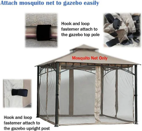 Vista 3 de Westcharm Mosquitera de repuesto universal de 10 x 10 pulgadas, juego de 4 paneles (solo mosquitera de Gazebo)