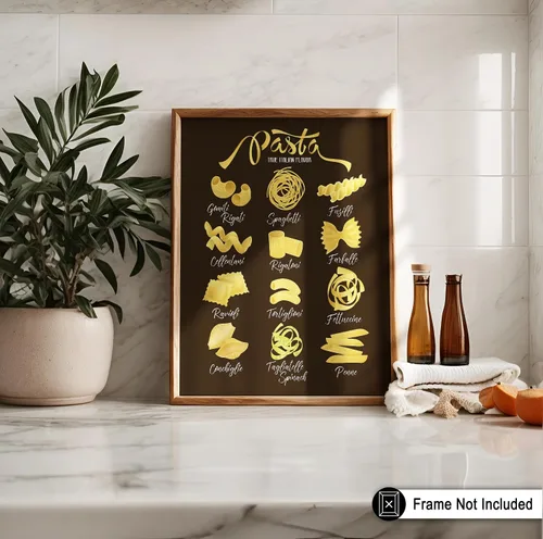 Vista 4 de Poster Master Póster de pasta vintage, impresión de guía de pasta retro, arte de sabor italiano, regalo para hombres, mujeres, cocineros y chefs