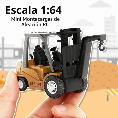 Vista 4 de cxjoigxi Mini carretilla elevadora RC, juguetes de camión carretilla elevadora 1/64 recargables, aplicación y control remoto, 2 en 1 transformable
