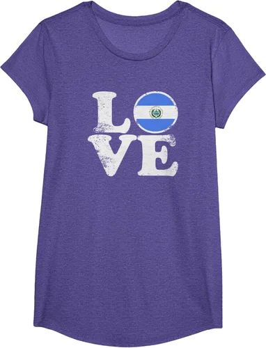 Vista 22 de Love El Salvador Flag tShirt Home Pride Distressed Tee T-Shirt