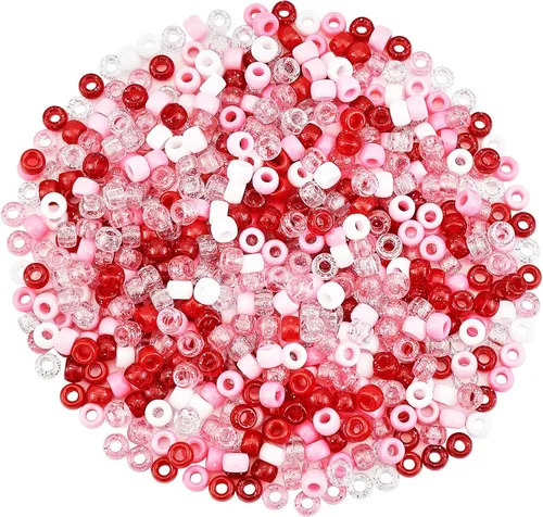 Vista 9 de 1000 piezas de cuentas de pony a granel, kit de 5 estilos de cuentas de pelo marrón para hacer trenzas y pulseras, decoración artesanal de otoño