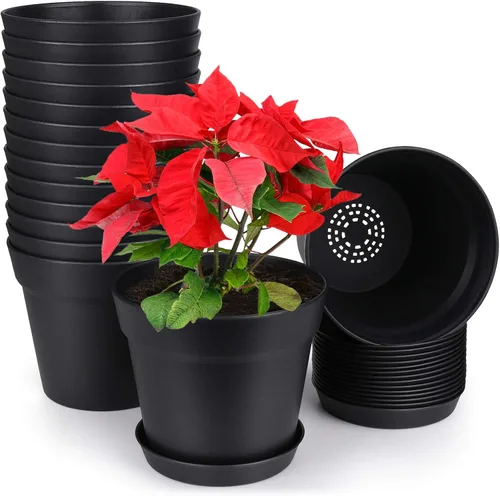 Vista 9 de homenote Macetas de plantas, macetas de 6/7.5 pulgadas para plantas, macetas de plástico para interior con múltiples agujeros de drenaje y bandejas