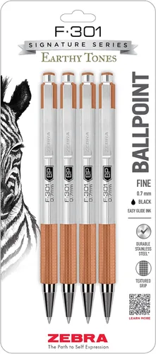Vista 19 de Zebra Pen F-301 Bolígrafo retráctil de acero inoxidable de 0.7 mm, 4 unidades, tinta de fácil deslizamiento, clip de metal, recargable con F-Refill