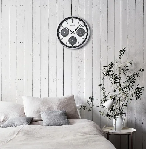Vista 6 de SEIKO QXA823SLH Reloj de pared estilo cronógrafo, plata, 13 pulgadas