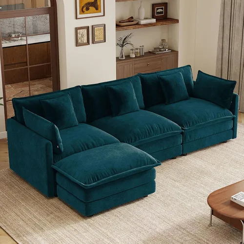 Vista 73 de 76.7" Cloud Couch for Living Room, Deep Seat Loveseat Sofa, Beige Breathable Chenille, 2-Seats Couch for Apartment Small Spaces, Pocket Spring
