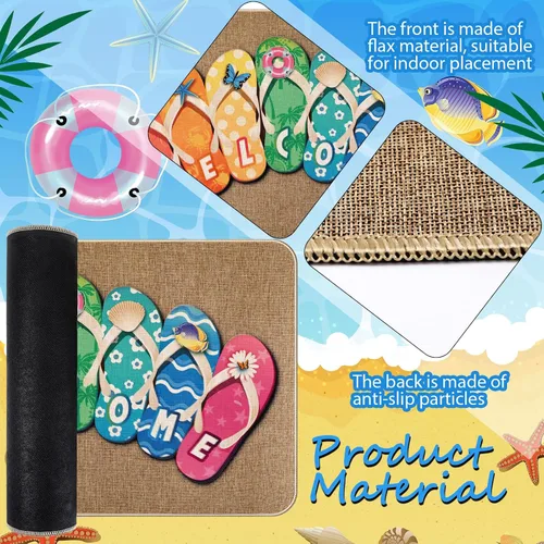 Vista 4 de Tallew Chanclas de verano para puerta, antideslizantes, de goma, para verano, bienvenida, náuticas, para playa, para interiores y exteriores, tapete