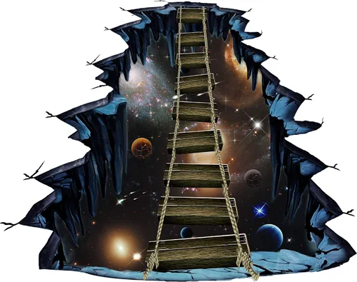 Vista 2 de Calcomanías de pared extraíbles 3D de planetas del espacio exterior, calcomanías creativas de pared de universo galaxia azul, decoración de escalera