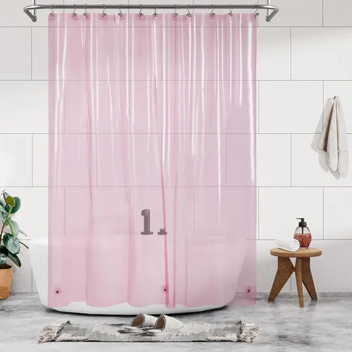 Vista 20 de Barossa Design - Forro de cortina estrecho de PEVA para ducha, con 3 imanes, impermeable, para cabina de baño pequeña, sin PVC, ojales metálicos