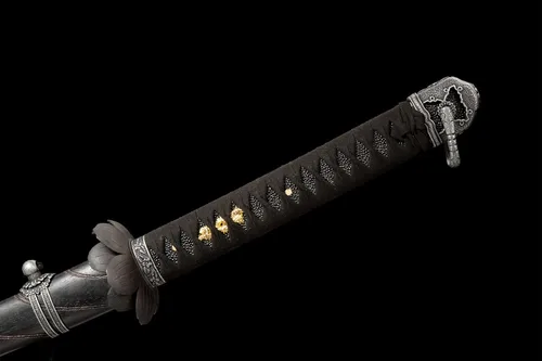 Vista 8 de Sekiro: Las Sombras Mueren Dos Veces Cosplay Katana de Espada Japonesa Samurai Real, Hoja Negra Hecha a Mano, Hoja de Acero de Primavera 9260, Tang