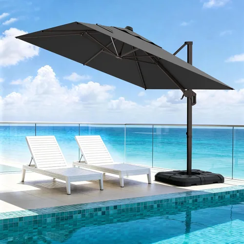 Vista 77 de Sombrilla de 10 x 13 pies para exteriores, sombrilla grande rectangular con viga voladiza, resistente, con rotación de 360°, sombrilla con Beige