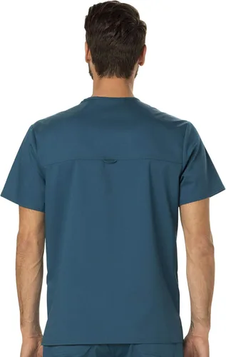 Vista 4 de Cherokee Conjunto de uniforme médico prémium para hombre, cuello en V y Azul Caribe