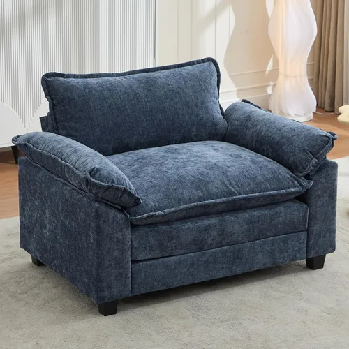 Vista 69 de IPKIG 117" Modular Sectional Cloud Couch, Modern L-Shaped Sofa with Ottoman Blanco beige