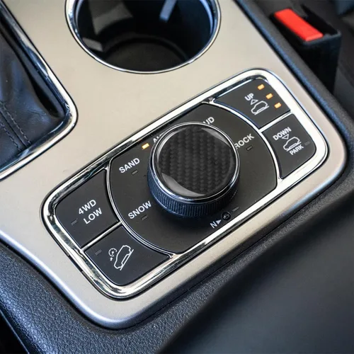 Vista 2 de ramuel Compatible con consola central de fibra de carbono, panel de palanca de cambios interior, cubierta de perilla de botón, accesorios de Negro