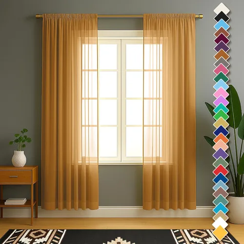 Vista 41 de YHSF Cortinas traslúcidas – Juego de 2 paneles para decoración del hogar – Elegantes cortinas de gasa sólida con bolsillo para barra