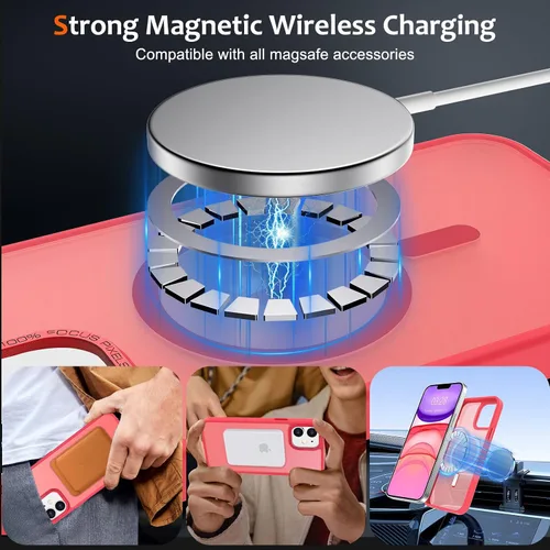 Vista 1160 de Anuck - Funda magnética para iPhone 11 compatible con MagSafe, carcasa trasera mate translúcida dura, borde de TPU, delgada, resistente a impactos