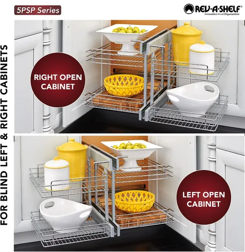 Vista 6 de Rev-A-Shelf Organizador de estante extraíble de doble nivel para gabinetes de cocina o baño de esquina ciega con cierre suave, 15 pulgadas, 4