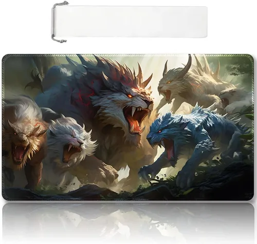 Vista 54 de Tapete de juego MTG cosido de alta calidad con zonas y respaldo de goma antideslizante, tapete de juego TCG para MTG y otros juegos de cartas, Dkt