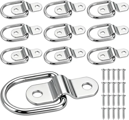 Vista 8 de Anclajes de anillos en D de 1/4" para amarre, ancla de remolque resistente, anillos de amarre de 2400 lbs de capacidad, para remolque, cama de Negro
