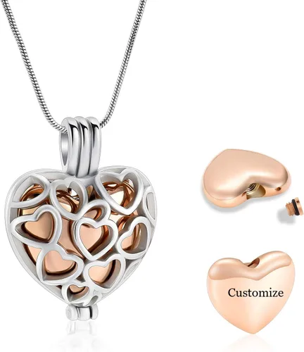 Vista 47 de Collar con medallón de cremación conmemorativa con corazón eterno con mini urna para cenizas de seres queridos