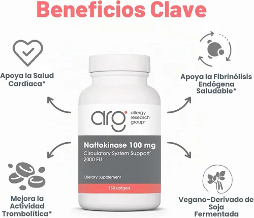 Vista 4 de Allergy Research Group - Suplemento Nattoquinasa NSK-SD 2000 FU, 100mg