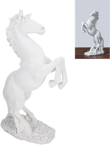 Vista 5 de Diyeeni Figura de caballo, estatua de resina trenzada con significado de éxito, escultura moderna para decoración de escritorio, adecuado