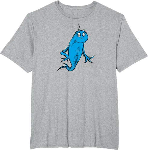Vista 49 de Dr. Seuss Blue Fish Character - Camiseta con licencia oficial Negro