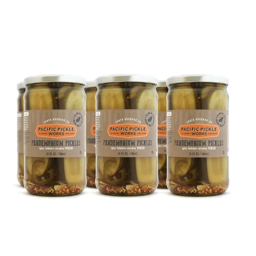 Vista 11 de Pandemic Pickles - Mitades de pepinillos picantes de alcaravea con habanero, jalapeño, ajo, pepinillos calientes gourmet para sándwiches