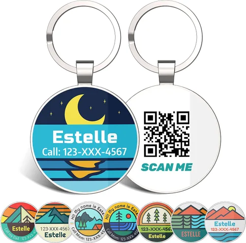 Vista 18 de Etiqueta de perro con código QR, etiquetas de identificación para mascotas, etiquetas de perro personalizadas para mascotas, etiquetas