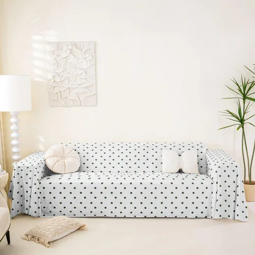 Vista 26 de Erosebridal Funda de sofá de lunares de 71 x 91 pulgadas, funda de sofá con lunares geométricos, funda de sofá moderna de estilo rústico con Blanco