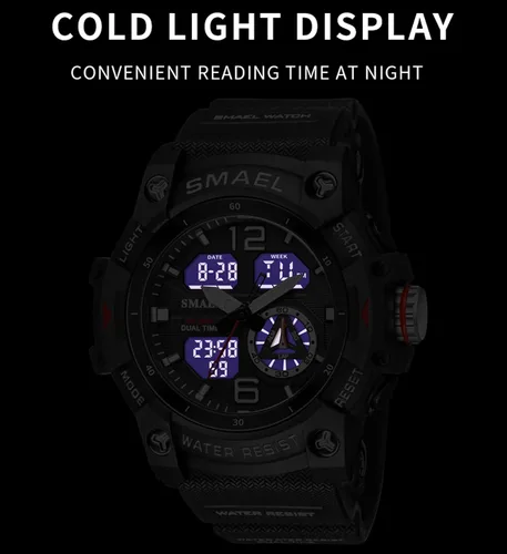 Vista 5 de Reloj de pulsera digital para hombre, estilo militar, impermeable, analógico, con cronómetro LED