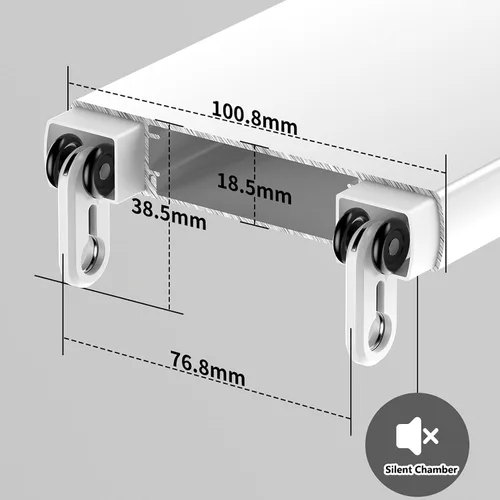 Vista 2 de Ceiling Curtain Track - Double Rails System, Silent Double Curtain Track Ceiling Mount, Heavy Duty Sliding Curtains Rail, Aluminum Alloy Drape