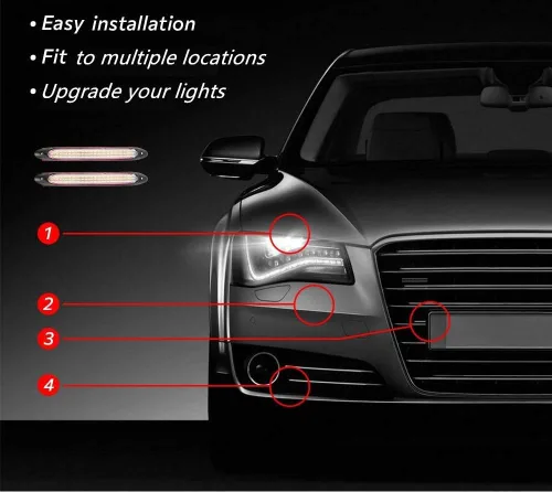 Vista 5 de 2 luces LED universales de circulación diurna para automóvil, tira de faros delanteros, tira secuencial blanca y amarilla (10.83 pulgadas)