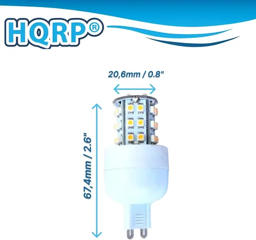 Vista 6 de HQRP Regulable G9 36 LED SMD3528 120V AC Bombilla LED Blanco Cálido para Lámparas de Pared, Candelabros, Lámparas de Techo, Luces de Pasillo