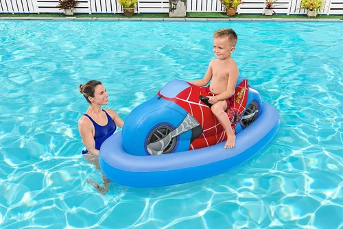 Vista 12 de Bestway Spider-Man - Flotador de piscina para motocicleta, 66.9 x 33.1 in