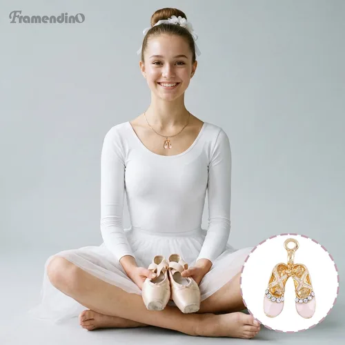 Vista 4 de Framendino, Esmalte Ballet Girl Charm Ballet Shoes Colgante Ballet Girl Colgante Ballet Girl Colgante para collar, aretes, pulsera, joyería artesanal