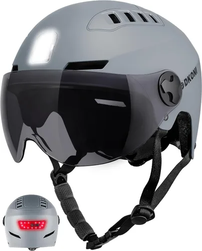 Vista 9 de Casco de bicicleta para adultos con luces delanteras y traseras Negro