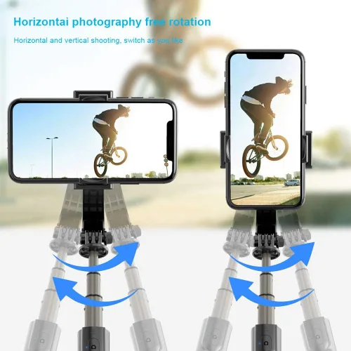 Vista 3 de Trípode inteligente antivibraciones para selfie stick de 33.85 pulgadas, barra de aluminio extensible con control remoto inalámbrico extraíble