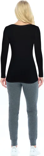 Vista 4 de Natural Uniforms Camiseta de manga larga extra ancha con cuello redondo para mujer