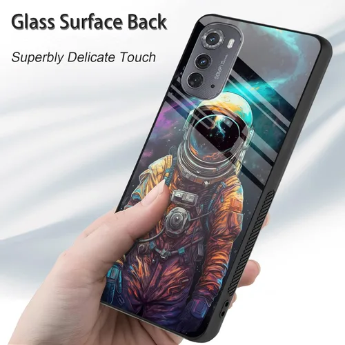 Vista 98 de Funda para Motorola Moto Edge 2022, cubierta trasera de vidrio templado con protector de pantalla, funda protectora a prueba de golpes para Motorola