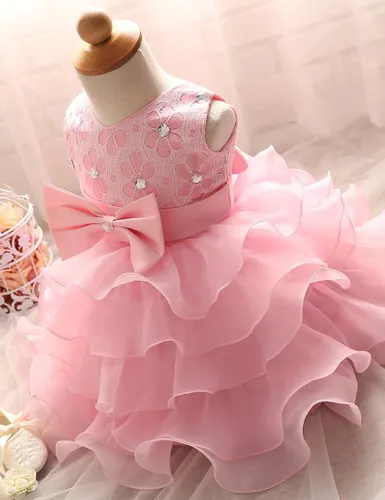 Vista 3 de NNJXD - Vestido de niña con volados y encaje, para fiesta o boda